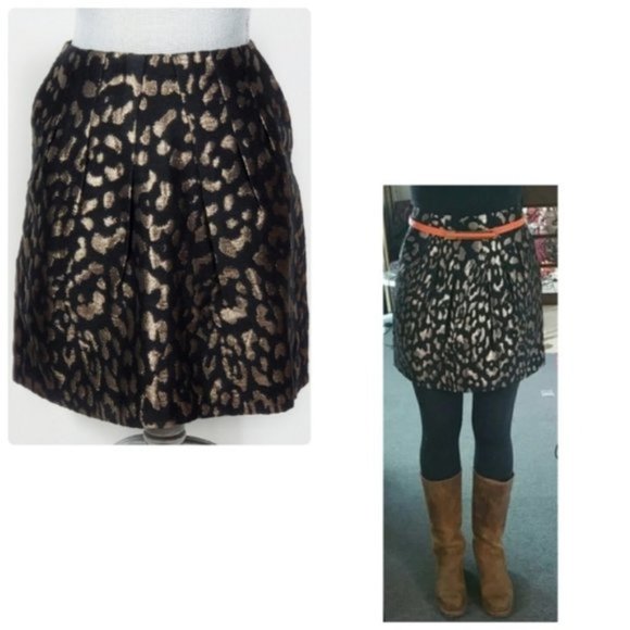 Banana Republic Dresses & Skirts - Black & Gold Leopard Mini Skirt